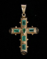 Appraisal: A Contemporary Gold Cross with Emeralds kt yellow gold custom