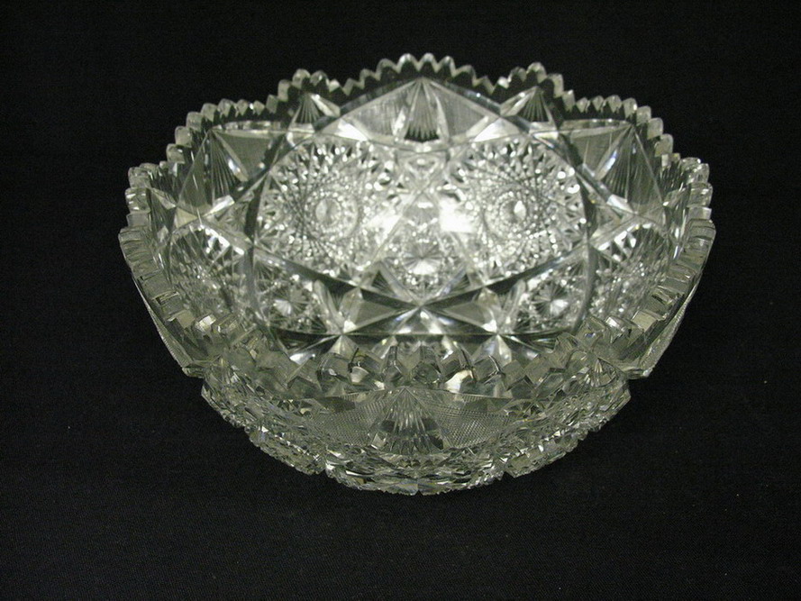 Appraisal: LARGE ABP CUT CRYSTAL BOWL Excellent cutting in a cluster