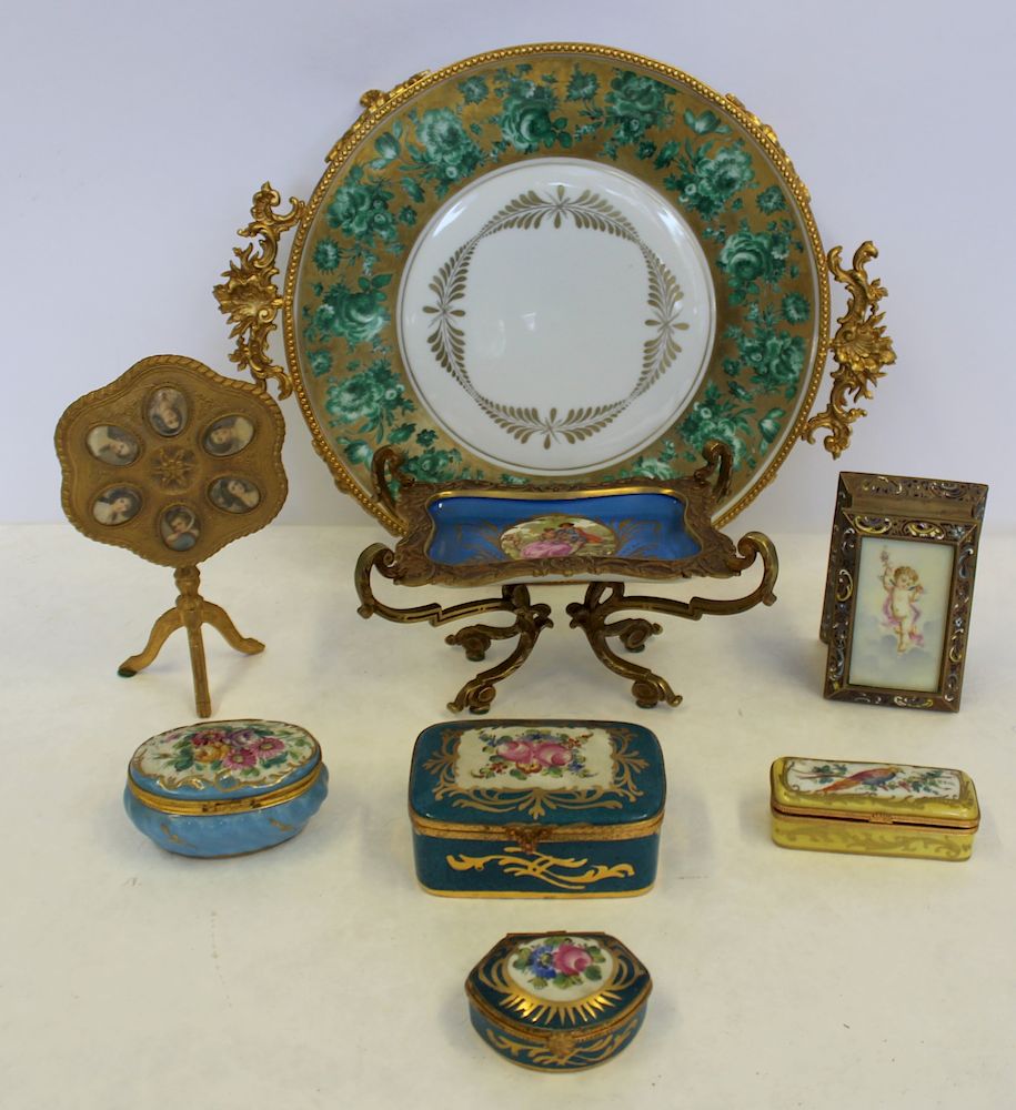 Appraisal: Bronze Mounted Sevres Porcelain And Other Cabinet Items To include