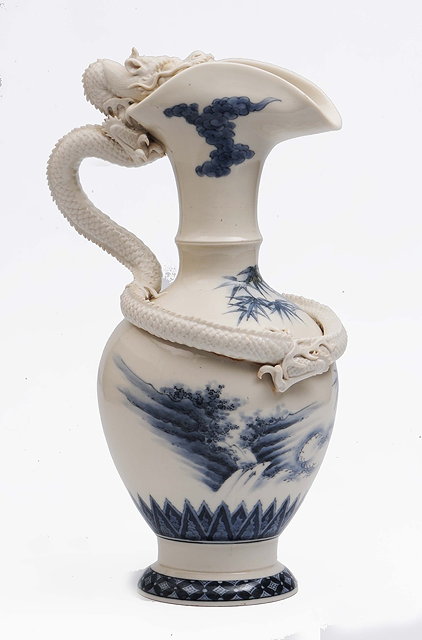 Appraisal: A Japanese Hirado blue and white ewerEdo Meiji period th