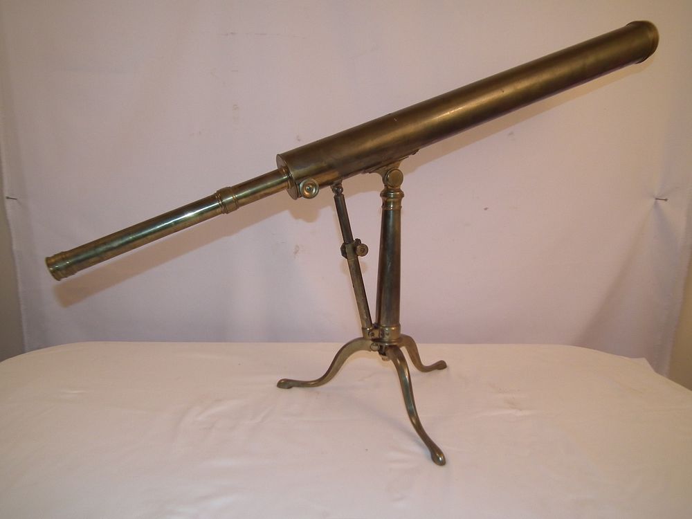 Appraisal: BERGE ANTIQUE BRASS TELESCOPE Antique brass telescope with angle adjustable