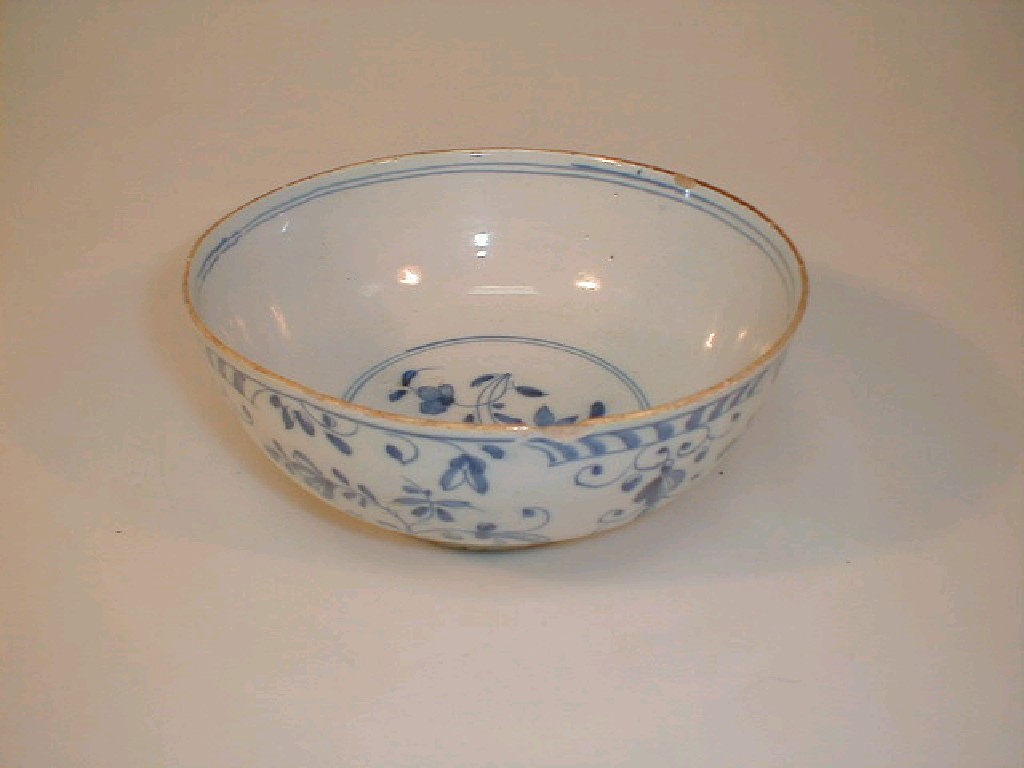 Appraisal: A thC Delft bowl painted with simple flowers within single