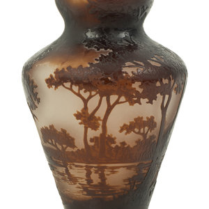 Appraisal: A Delatte Cameo Glass Vase TH CENTURY Height inches