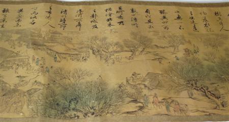 Appraisal: A Chinese scroll painting decorated with a continuous frieze of