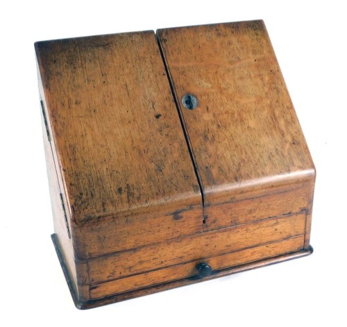 Appraisal: A Victorian oak stationery box the cabinet top with letter