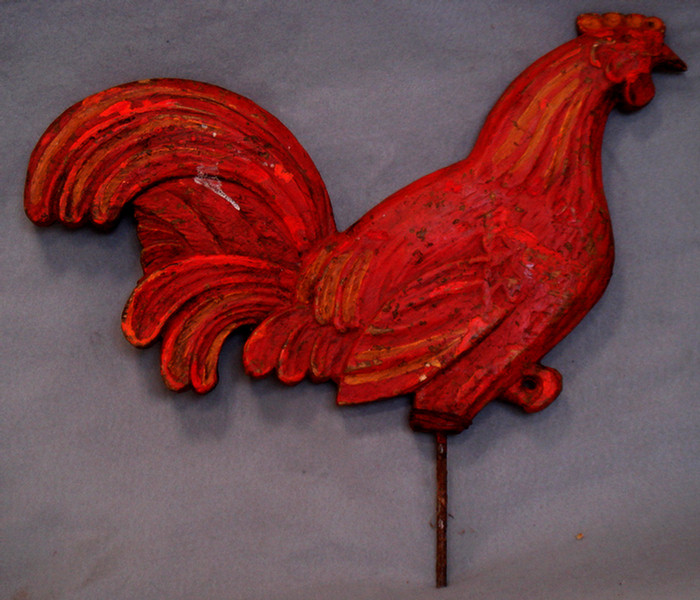 Appraisal: Carved and painted folk art rooster l h on an