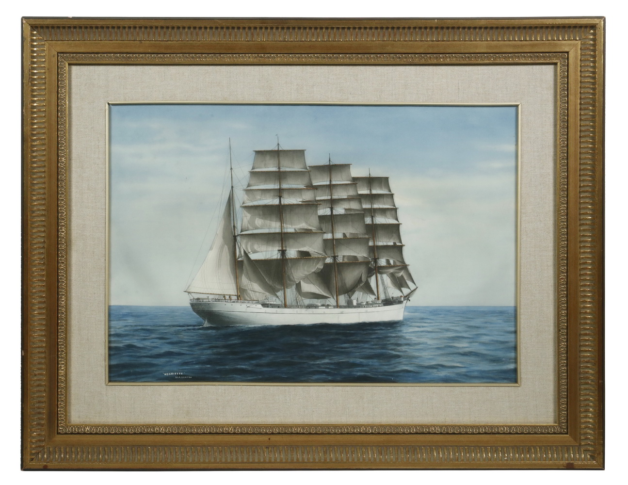 Appraisal: WINDJAMMER SAILING SHIP PORTRAIT SIGNED 'H SHIMIDZU' White Hulled Four