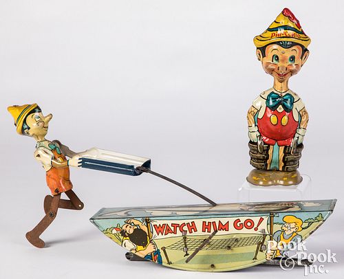 Appraisal: MARX LITHOGRAPHED TIN WIND-UPMarx lithographed tin wind-up Pinocchio Acrobat and