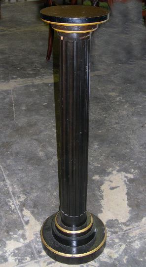 Appraisal: Continental Parcel-Gilt Black-Painted Fluted Wood Columnar Pedestal second quarter th