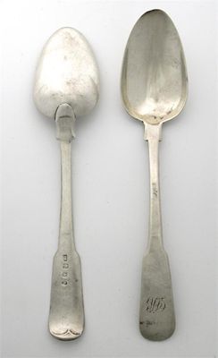 Appraisal: A pair of unascribed fiddle tablespoons initialled makers mark JR