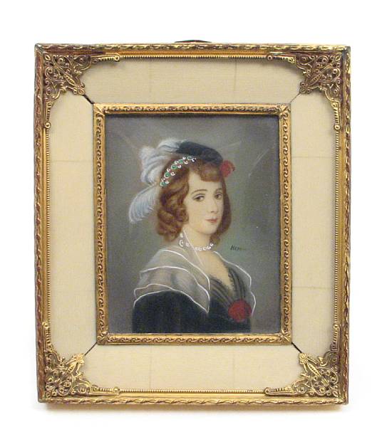 Appraisal: A painted portrait miniature of a maiden signed indistinctly framed