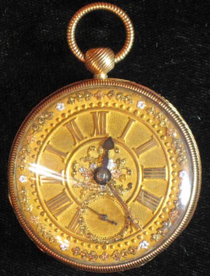 Appraisal: karat yellow gold open face pocket watchcirca