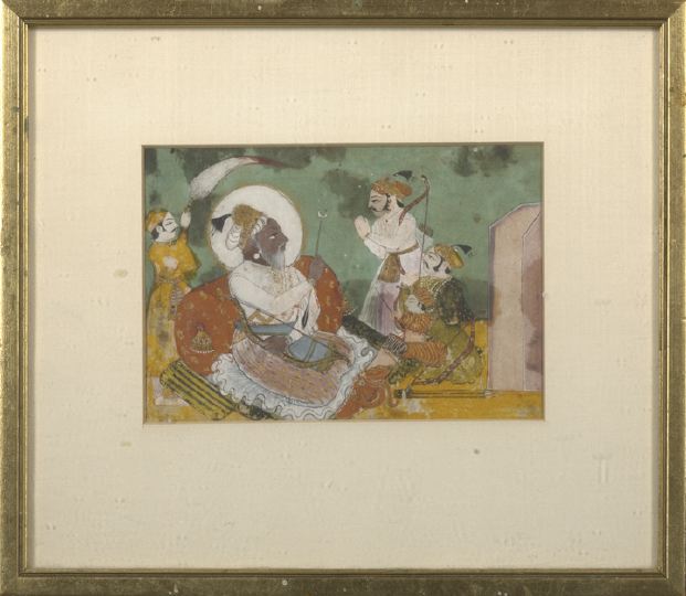 Appraisal: Framed Indian Miniature Album Leaf watercolor on paper depicting a