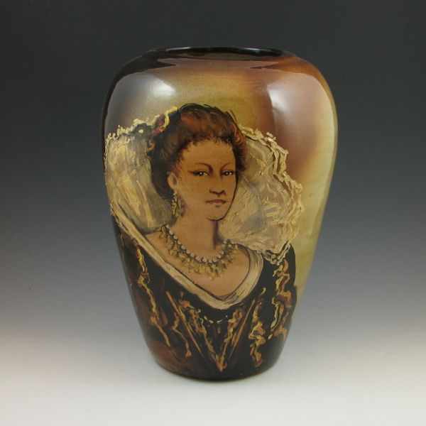 Appraisal: Rick Wisecarver vase with portrait of a Victorian lady Signed