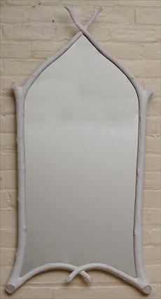 Appraisal: Rustic-Style Wall Mirror with Twig-Form Frame Modern Signed Carol Canner