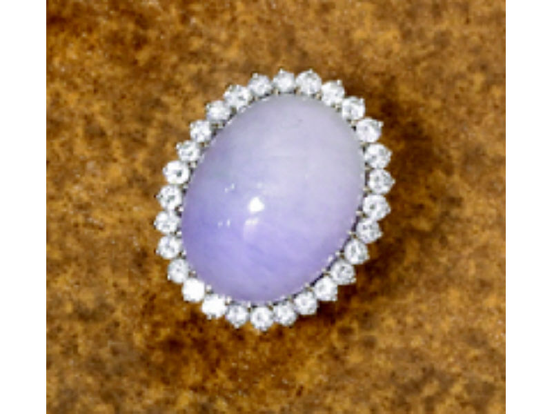 Appraisal: LAVENDER JADE AND DIAMOND RING k with large lavender jade