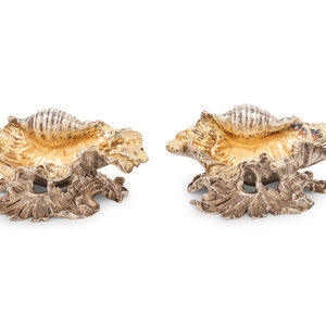 Appraisal: A Pair of William IV Parcel-Gilt Silver Shell-Form Salt Cellars