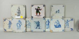 Appraisal: Group Ten Delft Tiles Figures At Various Pursuits Group of