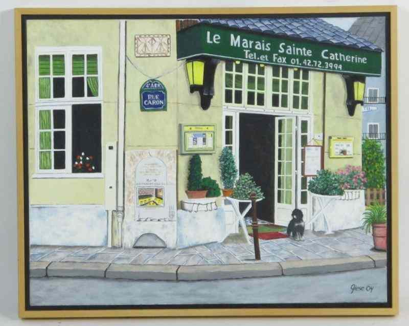 Appraisal: Giese st c ''Cafe Paris''oil on canvas signed and dated