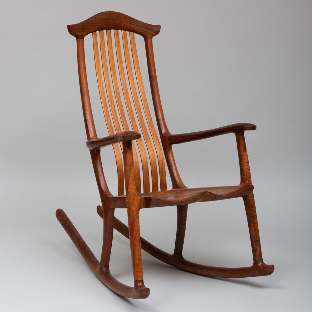 Appraisal: Robert Erickson Walnut and Maple 'South Yuba' Rocking Chair Incised