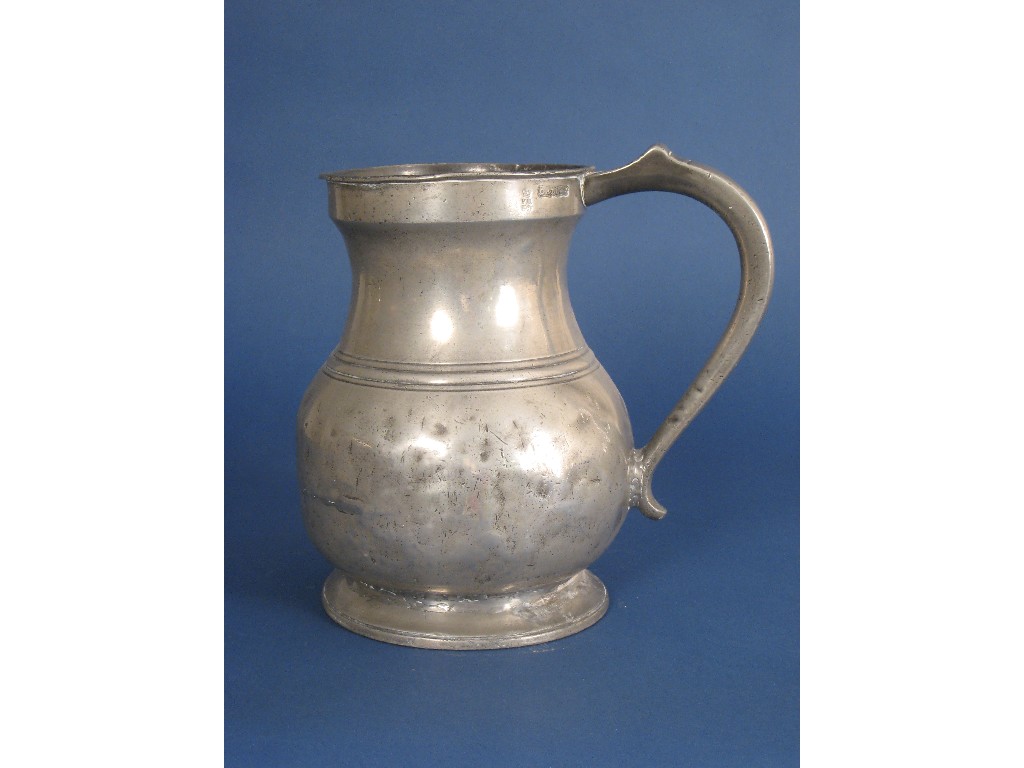 Appraisal: An antique pewter Gallon Jug of baluster form in A