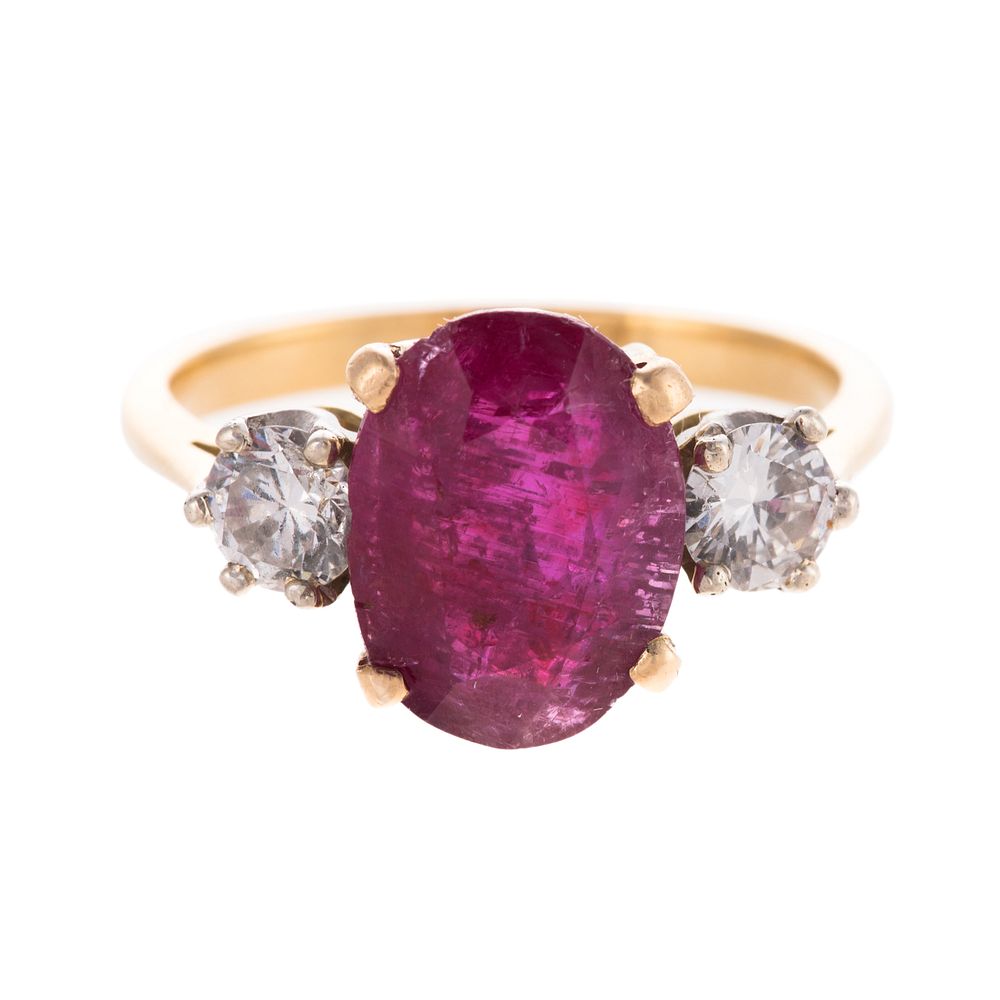 Appraisal: An K Unheated Burmese ct Ruby Diamond Ring K yellow