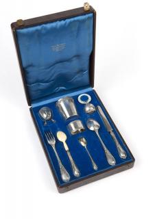 Appraisal: A cased set of French silver child's utensils Late th