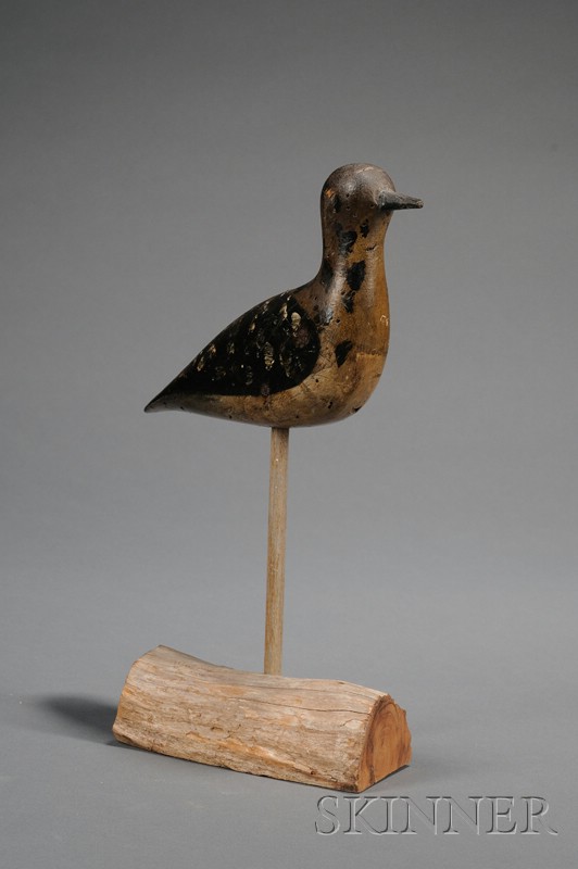 Appraisal: Carved and Painted Shorebird Decoy America early th century mounted