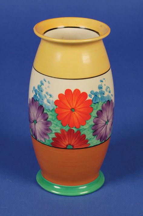 Appraisal: A CLARICE CLIFF BIZARRE VASE shape decorated with the Gay