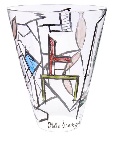 Appraisal: Italo Scanga Italian - Glass Vessel fired enamel and blown