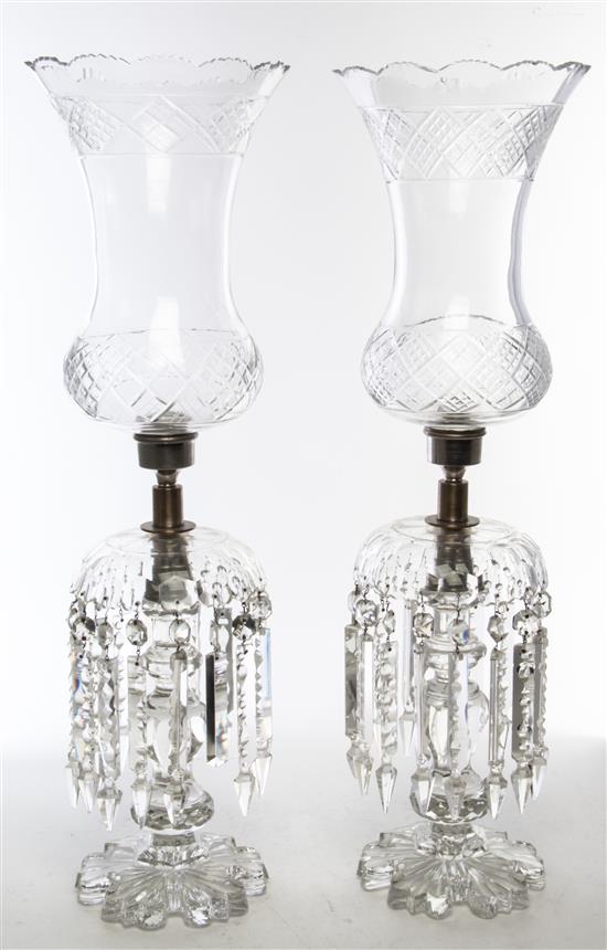 Appraisal: Sale Lot A Pair of Large Cut Glass Girandoles Height