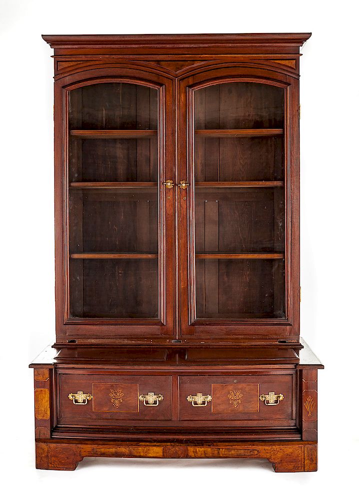 Appraisal: Victorian Bookcase DESCRIPTION Victorian circa walnut step back bookcase The