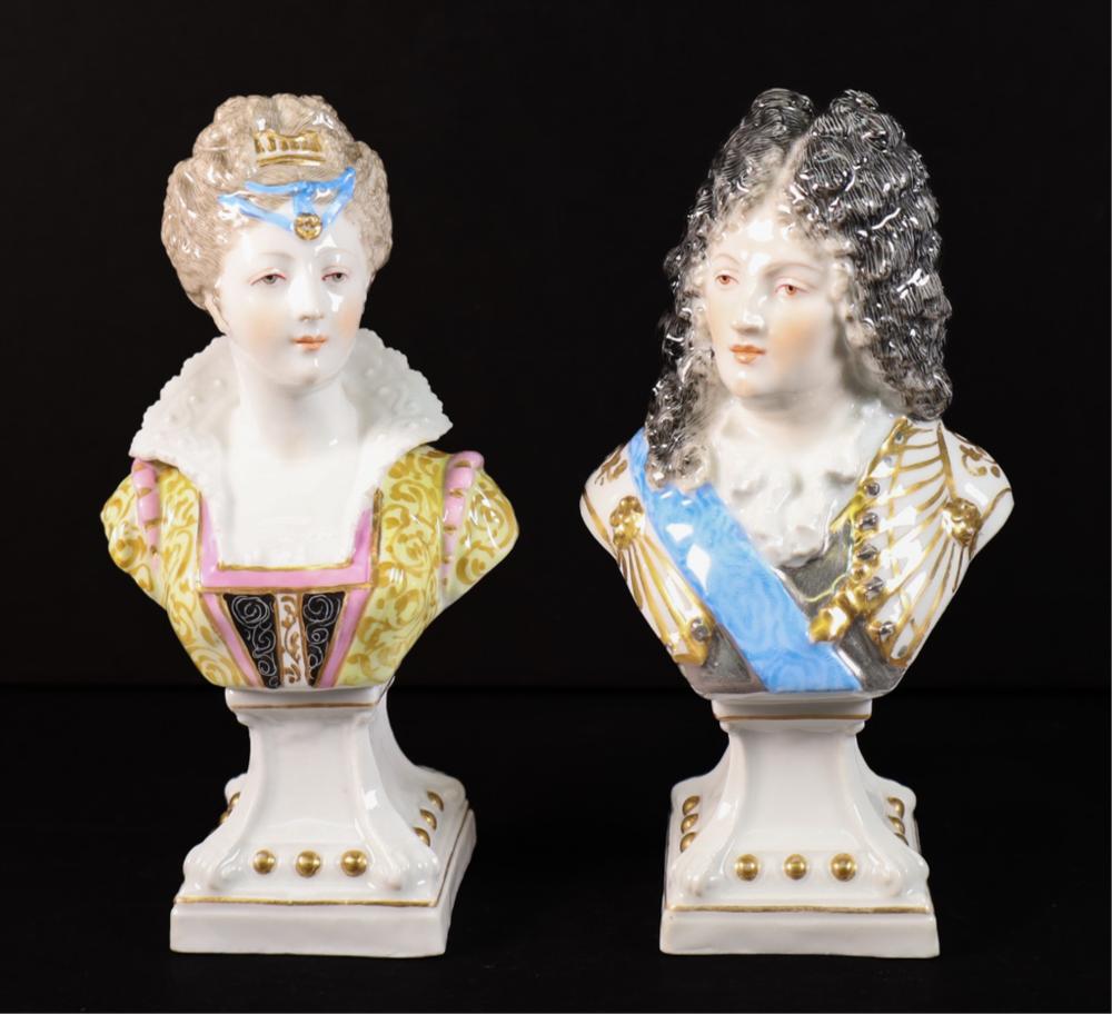 Appraisal: TWO EDME SAMSON PORCELAIN PAINTED BUSTSAntique French Edme Samson hand