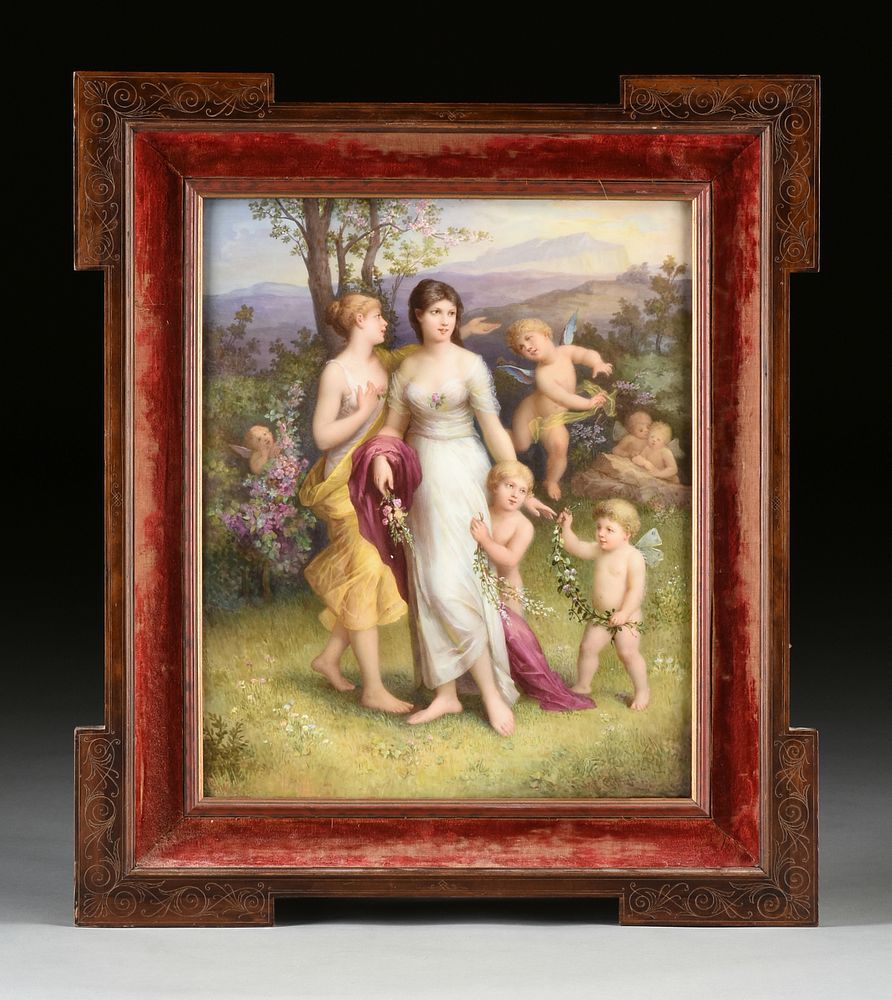 Appraisal: A LARGE KPM HAND PAINTED FR HLING PORCELAIN PLAQUE MARKED