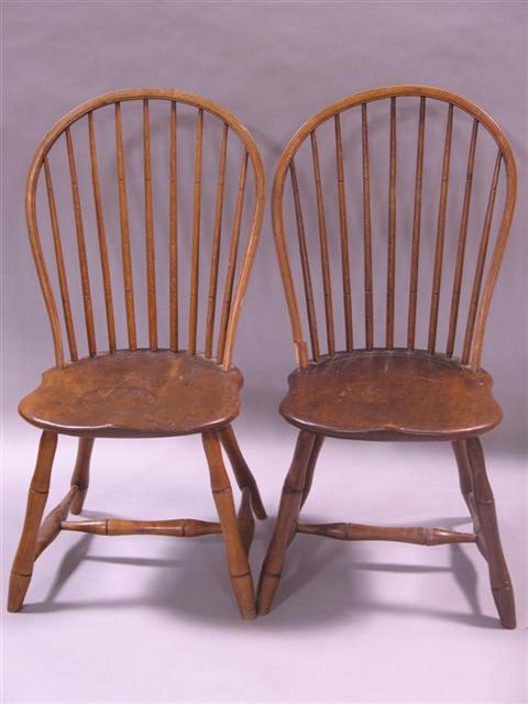 Appraisal: PAIR AMERICAN BOW BACK WINDSOR CHAIRS Probably New England composed