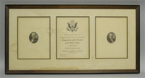 Appraisal: FRAMED INVITATION TO TEDDY ROOSEVELT INAUGURATION Together with framed photographs