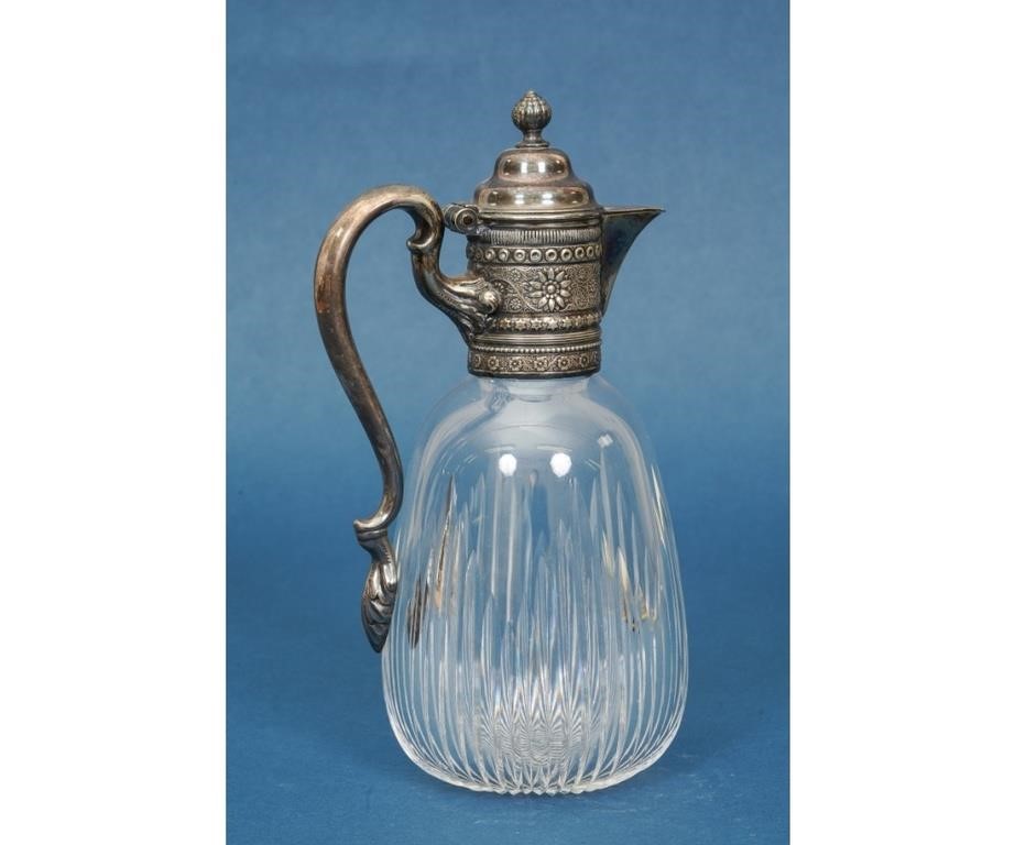 Appraisal: Tiffany silver soldered and cut glass claret jug h x