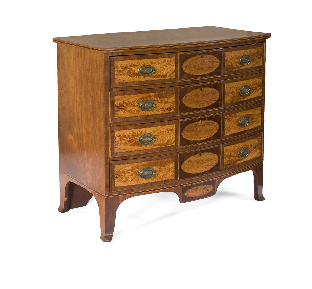 Appraisal: IMPORTANT FEDERAL INLAID MAHOGANY BOWFRONT CHEST OF DRAWERS ATTRIBUTED TO