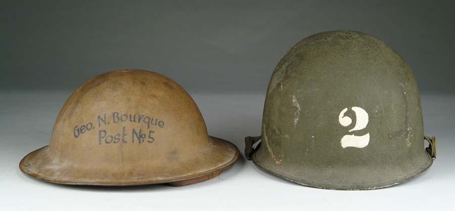 Appraisal: LOT OF NINE HELMETS Two English WWI three U S