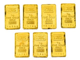 Appraisal: CREDIT SUISSE ONE GRAM GOLD BARS lot of Credit Suisse