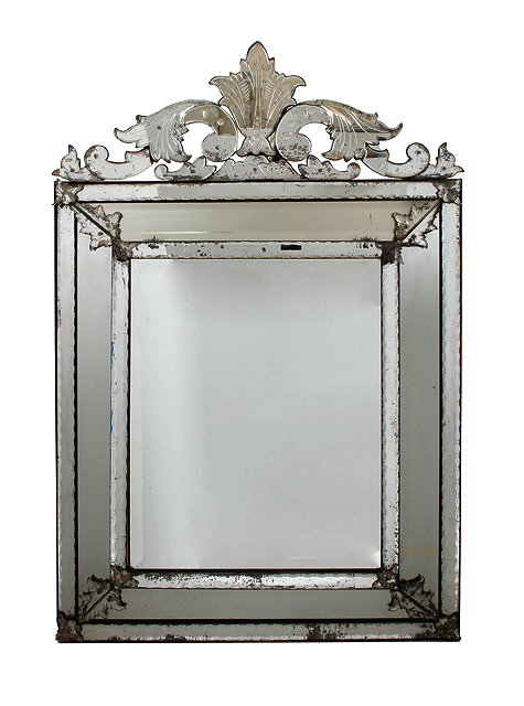 Appraisal: AN TH CENTURY VENETIAN WALL MIRROR the central rectangular bevelled