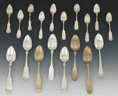 Appraisal: A Lot of Coin Silver Spoons Including ten fiddle shape