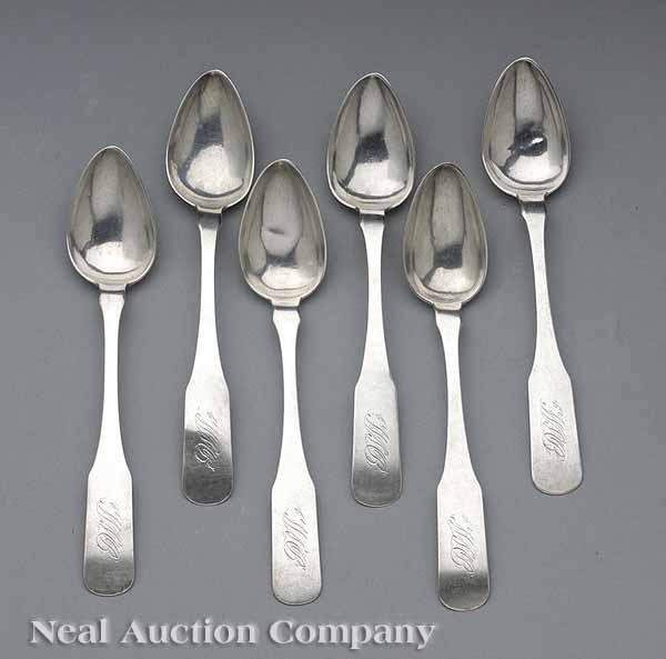 Appraisal: Six American Coin Silver Soup Spoons early th c marked