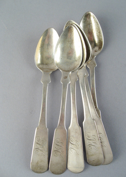 Appraisal: Six Virginia Coin Silver Teaspoons Spoons by D Smith Virginia