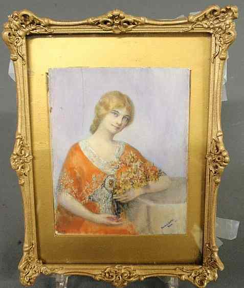 Appraisal: Larsh Theodora American - miniature painting on ivory of a