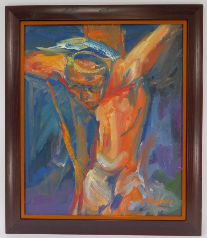 Appraisal: D MCLAUGHLIN COX MODERNIST CRUCIFIXION PAINTING United States th CenturyFigurative