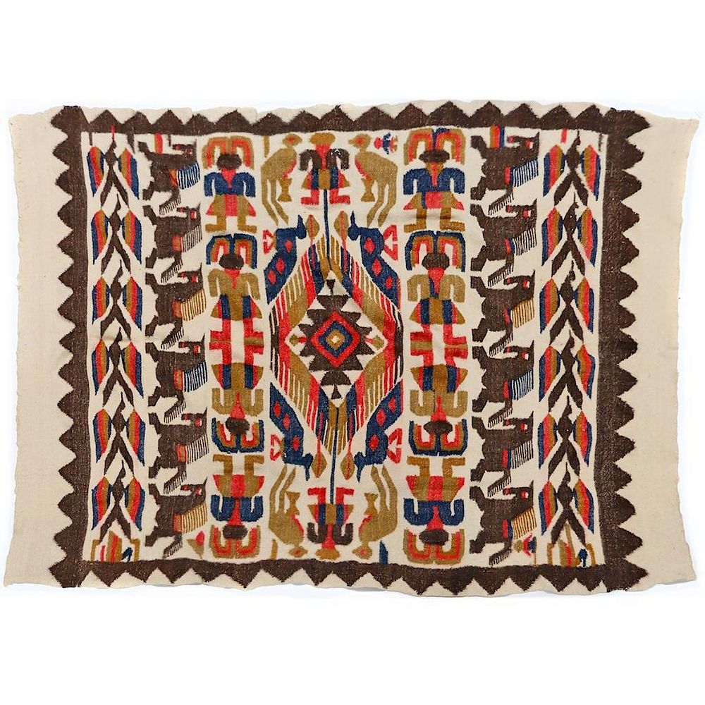 Appraisal: Four Latin American Weavings The largest a rug from Peru