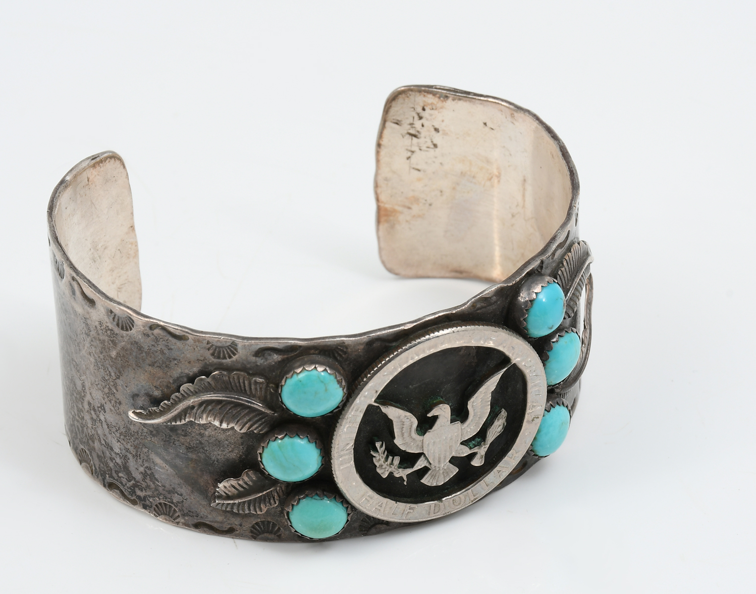 Appraisal: NATIVE AMERICAN TURQUOISE STERLING CUFF BRACELET Sterling silver cuff bracelet