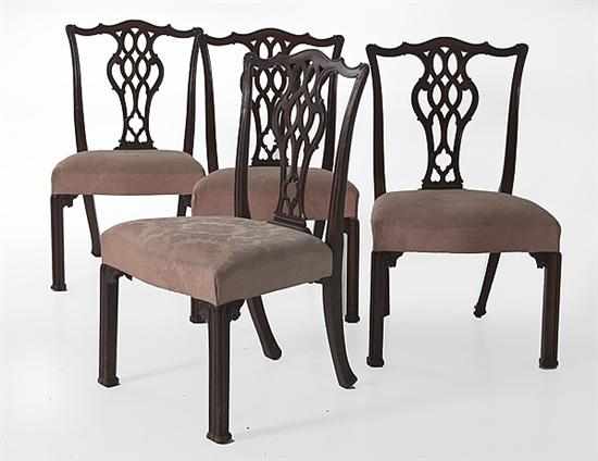 Appraisal: Set of four Chippendale style mahogany dining chairs early th