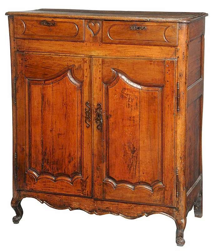 Appraisal: Provincial Louis XV Carved Fruitwood Cupboard French th century two